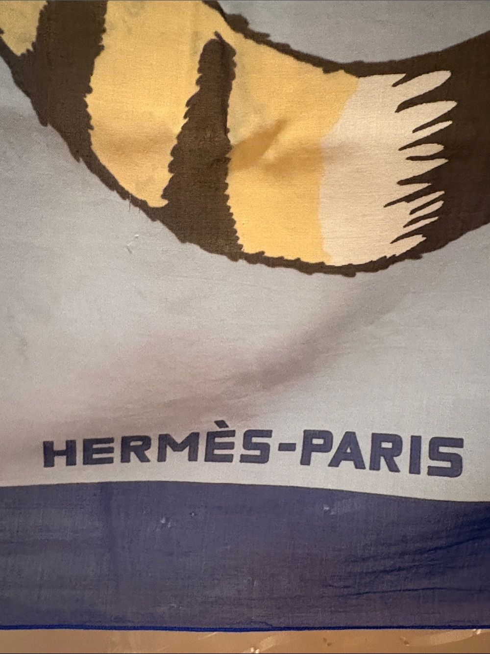 Hermès Les Leopards Large Cotton Pareo Beach Sarong Scarf Blue Yellow Y2K
